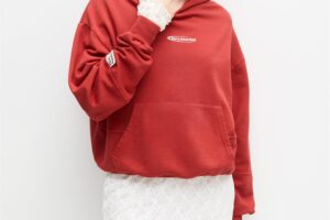 RED HOODIE WITH SLOGAN